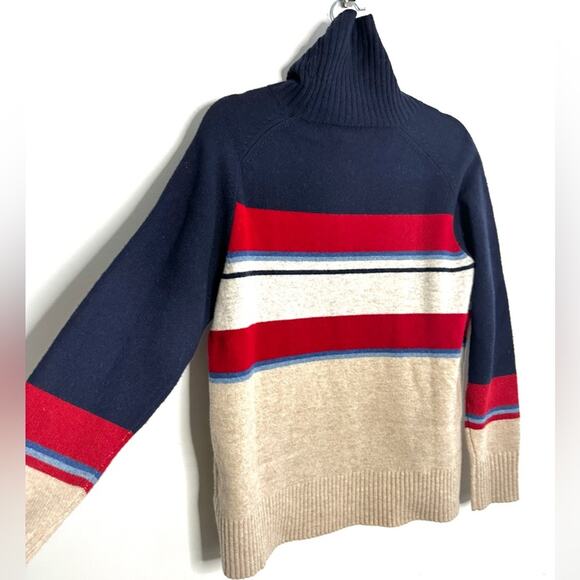 Pendleton Camp Striped 85% Lamb's Wool Turtleneck Ribbed Trim Sweater Sz Large - Picture 3 of 5